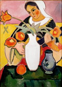 Lutespiller Maleri af August Macke (1887-1914) 1910 Paris, moderne kunstgalleri af August Macke