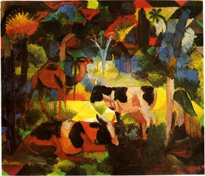 Macke landskab-ko-kamel af August Macke