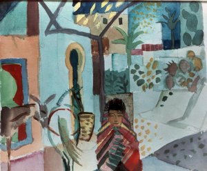 Pige med hest og æsel af August Macke