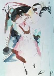 Pjerrot og dame af August Macke
