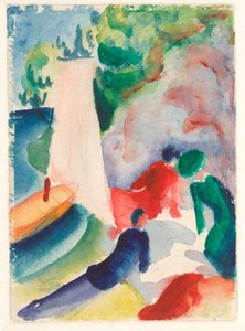 ""Picnic på stranden"" (Picnic efter sejlads) Akvarel af August Macke (1887-1914) 1913 Dim 17,6x12,2 cm Albertina, Wien af August Macke
