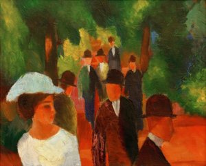 Promenade (med hvid pige i halv længde) af August Macke