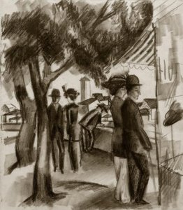 Vandrere under træer af August Macke