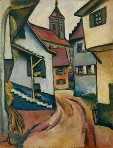 Gade med kirke i Kandern af August Macke