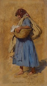 En bondekone blæser næsen, ca 1871-1874 af August Ritter von Pettenkofen