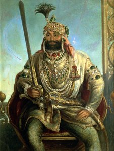 Portræt af Maharaja Sher Singh, i kongelig kjole, ca. 1850 af August Theodor Schoefft