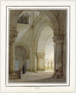 Interiør af en romansk kirke af August von Bayer
