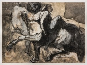 Kentaur bortfører to kvinder af Auguste (after) Rodin