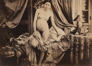 [Nøgen stående ved sengen], ca. 1854. af Auguste Belloc