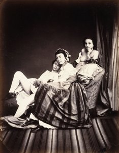 Tre nøgne kvinder på en chaiselong, ca. 1850