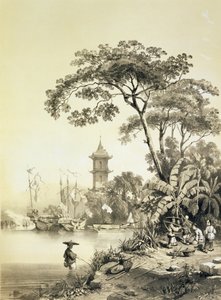 En pagode på Macao-Kantonkanalen, plade 21 fra 