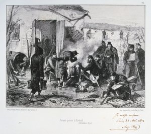 Fransk avanceret vagtpost ved Creteil, belejring af Paris, fransk-preussiske krig, december 1870 1872 af Auguste Bry