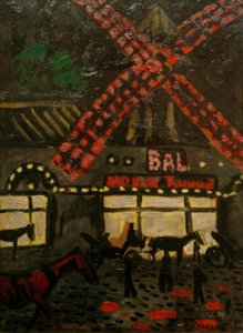 Moulin Rouge om natten af Auguste Chabaud
