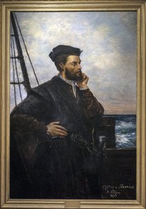 Portræt af Jacques Cartier (1491-1557), fransk navigatør og opdagelsesrejsende. maleri af Auguste Lemoine 1848-1909 - 1895 SAINT MALO museum for historie