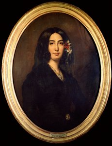 Portræt af George Sand (Aurore Dupin, Baronne Dudevant) (1804-1876) i 1832. Maleri af Auguste Charpentier (1813-1880) Paris Musee Carnavalet