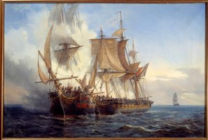 Slaget mellem Bellona og Lord Nelson-maleriet af Auguste Mayer (1805-1890) 1872 Brest, Museum of Fine Arts