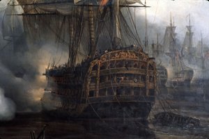 Slaget ved Trafalgar, detaljer, af Auguste Etienne Francois Mayer (1805-1890)