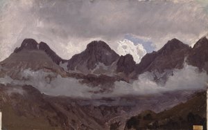 Bjerge med tåge, midten af 1850