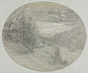 Landskab, 1800-tallet. af Auguste Francois Ravier