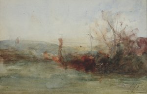 Landskab, ca. 1853-65 (akvarel på papir) af Auguste Francois Ravier
