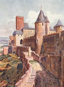Frankrig: La Cite De Carcassonne (farvelitografi)
