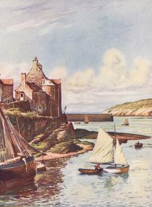 Frankrig: Le Port Du Conquet (farvelitografi) af Auguste Gerardin