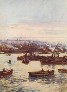 Det Gyldne Horn, Tyrkiet (farvelitografi) af Auguste Gerardin