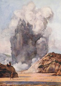 Black Geyser, New Zealand (farvelitografi) af Auguste Gerardin