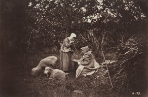 To hyrdinder hviler med to får af Auguste Giraudon