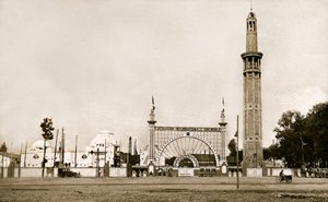 Grenoble (Isere, Dauphine): Den internationale udstilling om kul og turisme i 1925 - den monumentale indgang og orienteringstårnet (Perret-tårnet) - bygget af brødrene Auguste (1874-1954) og Gustave (1876-1952) Perret, 95 meter højt og næsten 8 meter langt