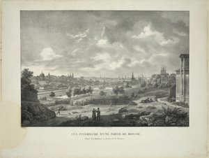 Over Yauza-floden i Moskva, ca. 1830 af Auguste Jean Baptiste Antoine Cadolle