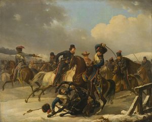 Kosakker forfulgte franske soldater tilbage, 1812, 1827 af Auguste Joseph Desarnod