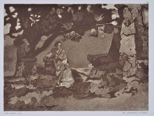 Kvinden ved brønden (tegning) af Auguste Lauzet