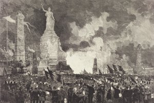 14. juli. Belysning af Place de la République, 1883. af Auguste Lepere