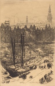 Amsterdam Set fra Victoria Hotel Amsterdamvue de Victoria Hotel, 1901. af Auguste Lepere