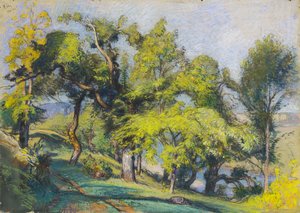 Kastanjetræer over en flod af Auguste Lepere