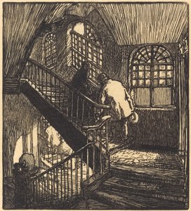 Trappe til huset, hvor Chateau Rouge var, udgivet 1901. af Auguste Lepere