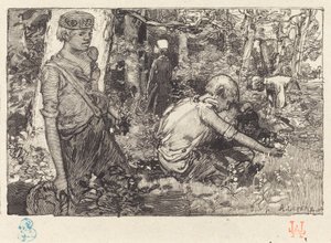 Indsamling af maj-lilje (La cueillette du muguet) af Auguste Lepere