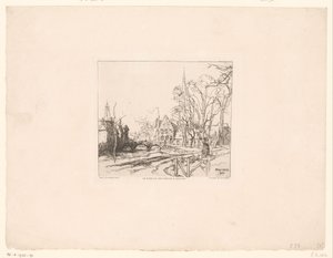 Udsigt over broen ved Beguinage i Brugge Le pont du Beguinage à Bruges (titel på objektet) af Auguste Lepere