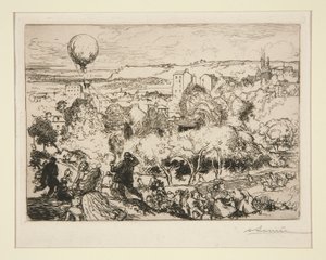 Den faldende ballon, i Pre-Saint-Gervais (Den faldende ballon, i Pre-Saint-Gervais) af Auguste Lepere