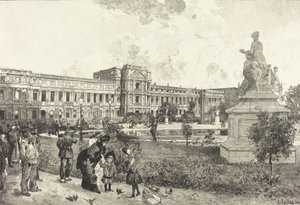 Ruinerne af Tuileries-paladset før deres nedrivning, 1883. af Auguste Lepere