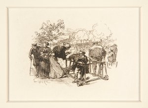 Mand i Walker, med andre figurer i en park af Auguste Lepere