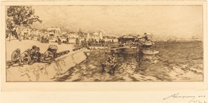 Pier of Bercy (Embarcadere, Quai de Bercy) af Auguste Lepere