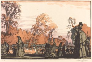 Dam i Tuilerierne (Le bassin des Tuileries) af Auguste Lepere