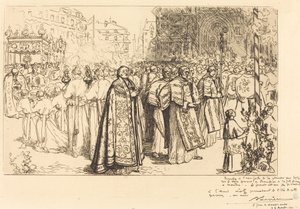 Processionens tilbagevenden til Nantes katedral (Rentree de la Procession a la Cathedral de Nantes) af Auguste Lepere