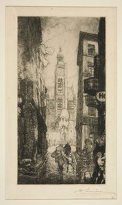 Rue de la Montagne Sainte-Geneviève, Paris af Auguste Lepere