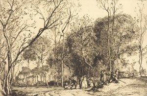 Sommer i Saint-Martin, fortidens bryllup Ete de la Saint-Martin, la noce qui passe, 1908. af Auguste Lepere