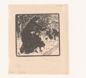 Kvinde og barn i en regnbyge Giboulées i Luxembourg Mars Giboulée (titel på objekt) Januar, februar og marts 1894 (serietitel) Janvier, Février et Mars 1894 (serietitel)