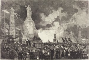 14. juli. Belysning af Place de la Republique af Auguste Lepère after Henri Louis Scott