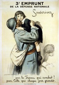 Tredje lån til det nationale forsvar "Abonner på Frankrig, der kæmper, og på det, der vokser hver dag" - Plakat af Auguste Leroux
